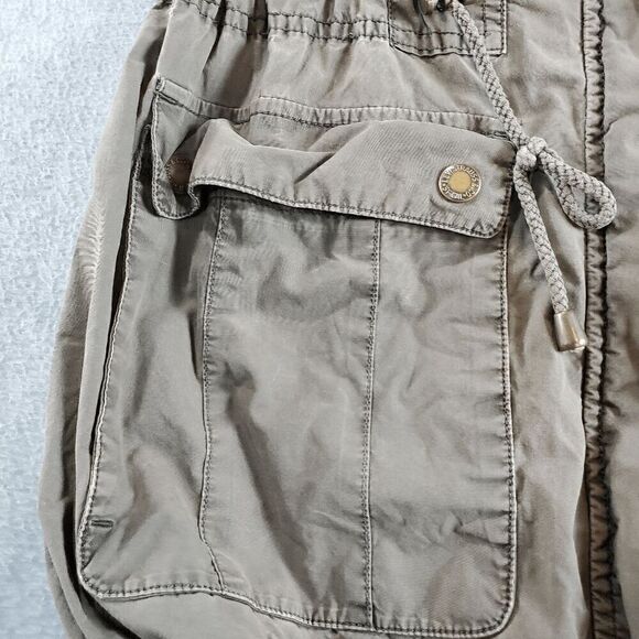 Levi's Jacket Women Small Green Solid Distress Military Utility Drawstring Waist - Picture 10 of 16